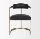 Hollyfield II Black Leather Seat Gold Iron Frame Dining Chair by Mercana at Eve Furniture