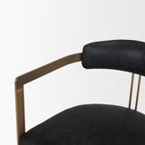 Hollyfield II Black Leather Seat Gold Iron Frame Dining Chair by Mercana at Eve Furniture