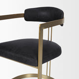 Hollyfield II Black Leather Seat Gold Iron Frame Dining Chair by Mercana at Eve Furniture