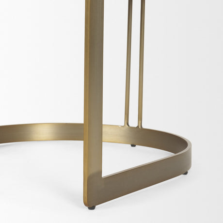 Hollyfield II Black Leather Seat Gold Iron Frame Dining Chair by Mercana at Eve Furniture