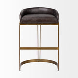 Hollyfield II Black Leather Seat Gold Metal Base Bar Stool by Mercana at Eve Furniture