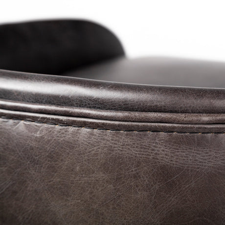 Hollyfield II Black Leather Seat Gold Metal Base Bar Stool by Mercana at Eve Furniture