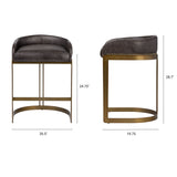 Hollyfield II Black Leather Seat Gold Metal Base Counter Stool by Mercana at Eve Furniture