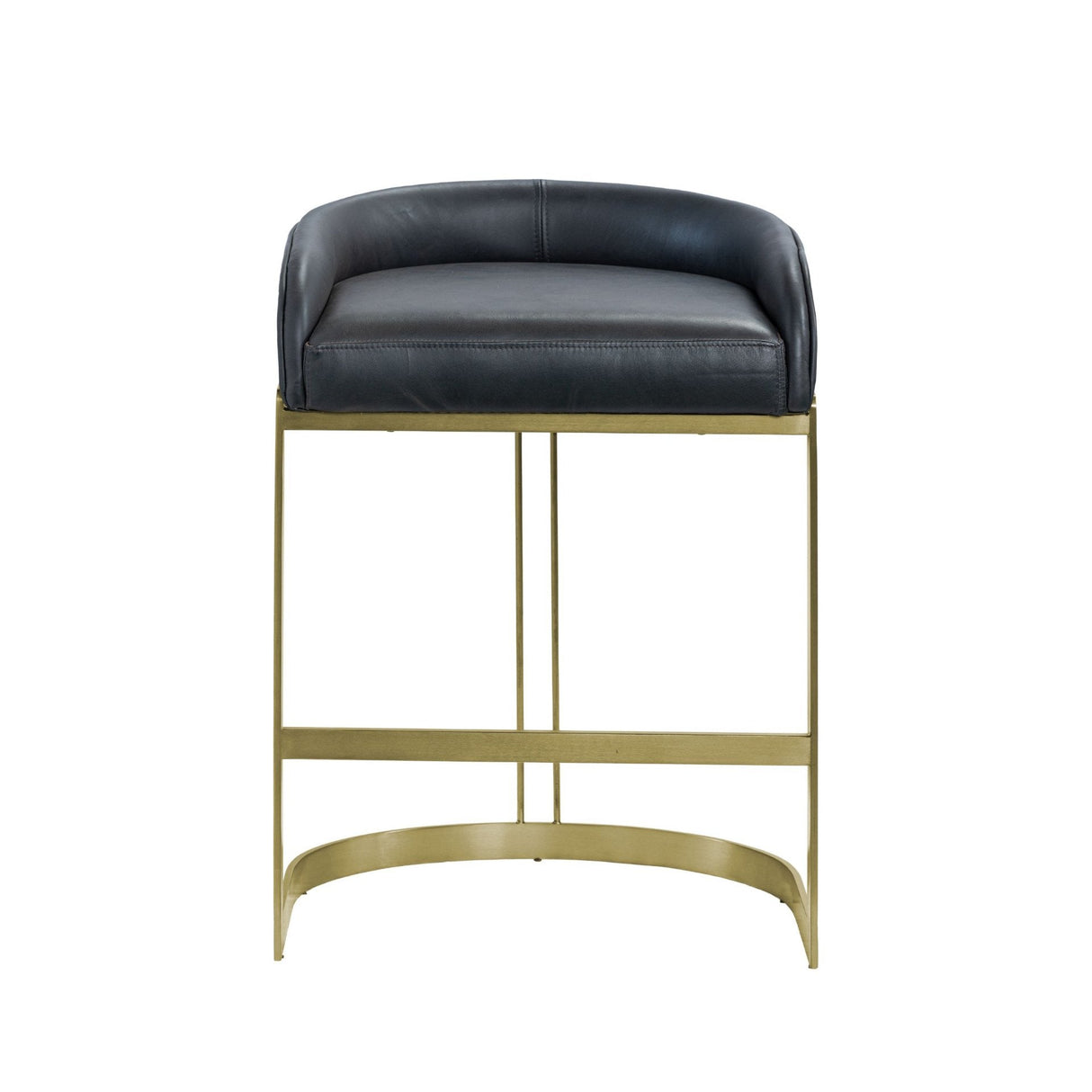 Hollyfield II Black Leather Seat Gold Metal Base Counter Stool by Mercana at Eve Furniture