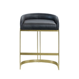 Hollyfield II Black Leather Seat Gold Metal Base Counter Stool by Mercana at Eve Furniture