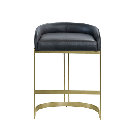 Hollyfield II Black Leather Seat Gold Metal Base Counter Stool by Mercana at Eve Furniture