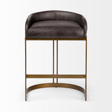 Hollyfield II Black Leather Seat Gold Metal Base Counter Stool by Mercana at Eve Furniture