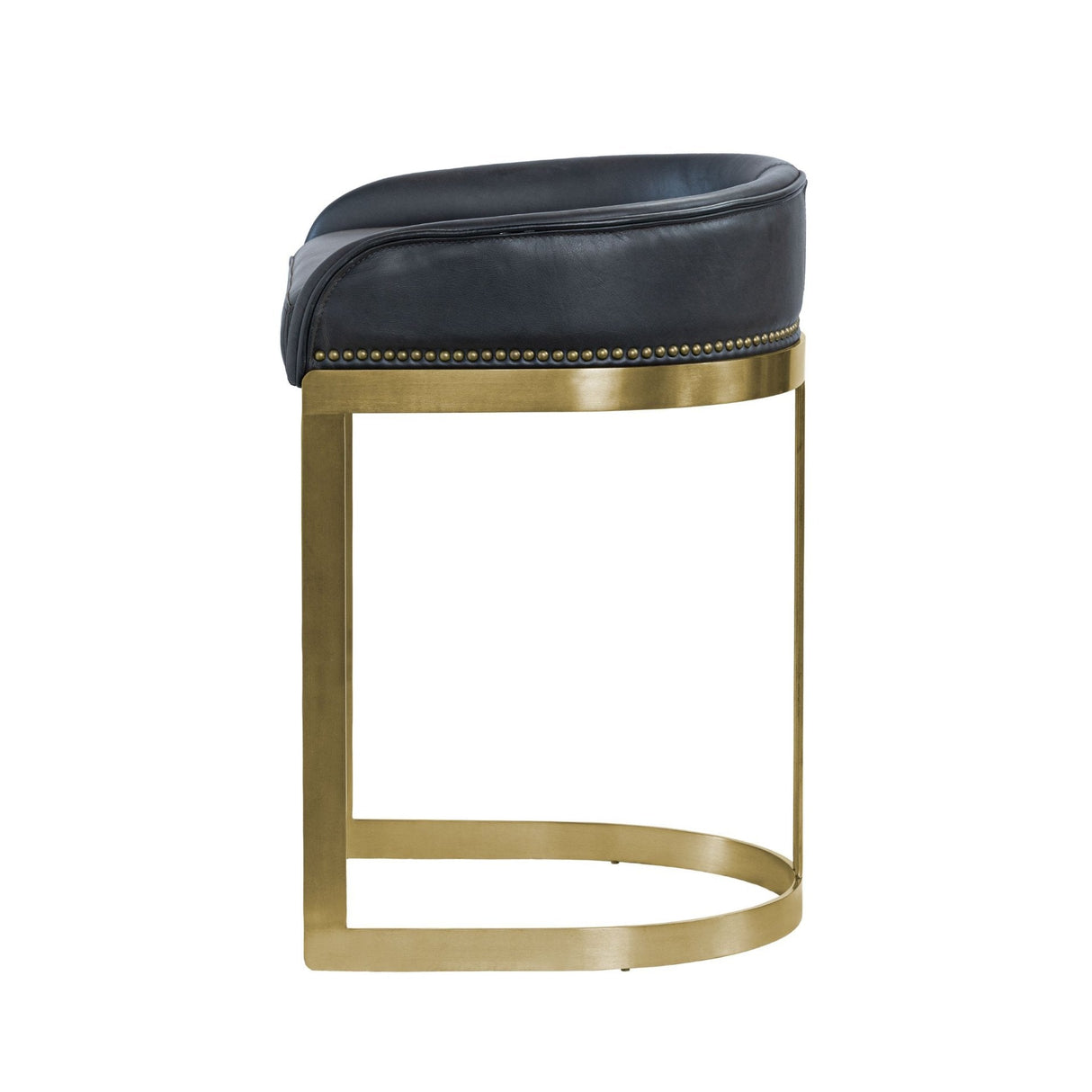 Hollyfield II Black Leather Seat Gold Metal Base Counter Stool by Mercana at Eve Furniture