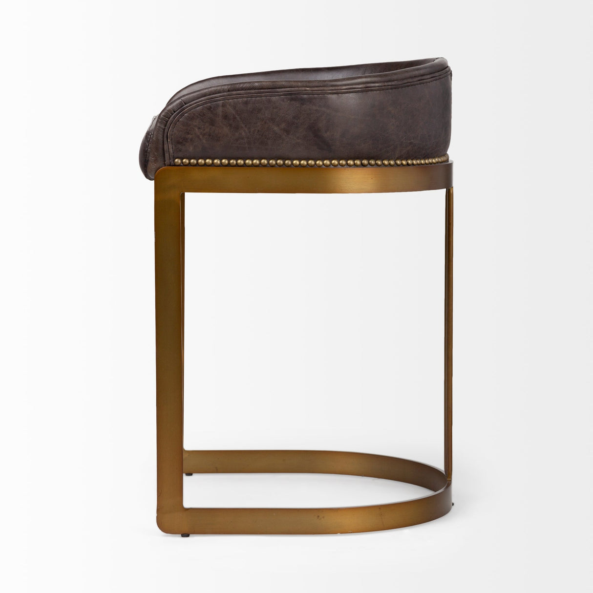Hollyfield II Black Leather Seat Gold Metal Base Counter Stool by Mercana at Eve Furniture