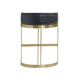 Hollyfield II Black Leather Seat Gold Metal Base Counter Stool by Mercana at Eve Furniture