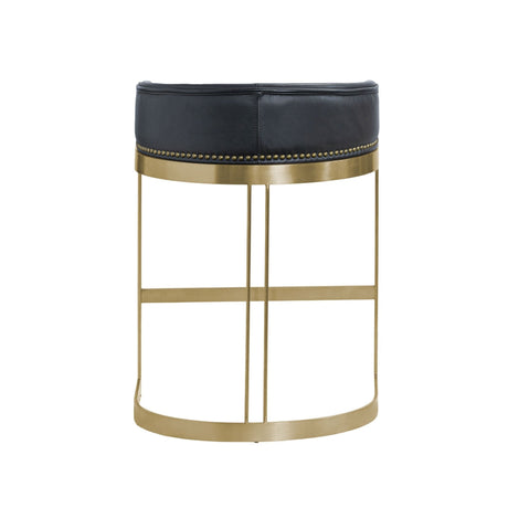 Hollyfield II Black Leather Seat Gold Metal Base Counter Stool by Mercana at Eve Furniture