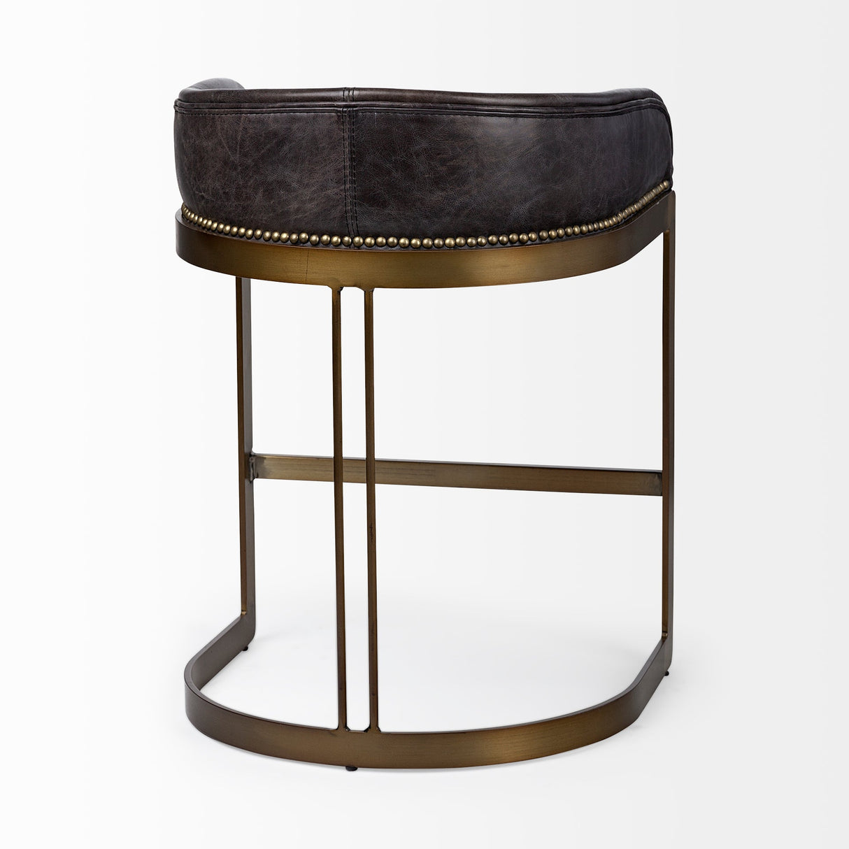 Hollyfield II Black Leather Seat Gold Metal Base Counter Stool by Mercana at Eve Furniture