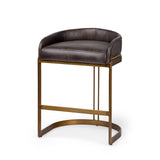 Hollyfield II Black Leather Seat Gold Metal Base Counter Stool by Mercana at Eve Furniture