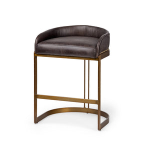 Hollyfield II Black Leather Seat Gold Metal Base Counter Stool by Mercana at Eve Furniture