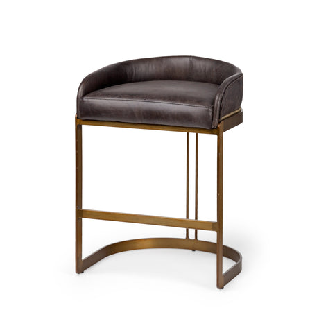Hollyfield II Black Leather Seat Gold Metal Base Counter Stool by Mercana at Eve Furniture