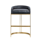 Hollyfield II Black LeatherSeat Gold Metal Base Bar Stool by Mercana at Eve Furniture