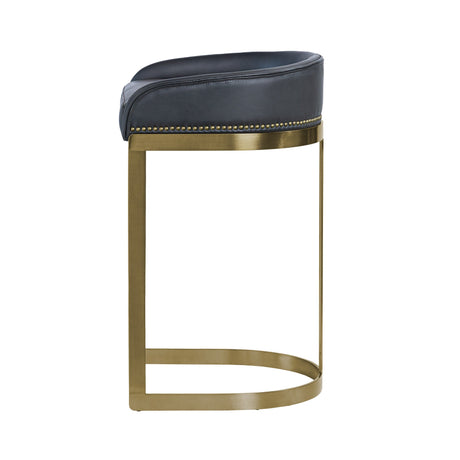 Hollyfield II Black LeatherSeat Gold Metal Base Bar Stool by Mercana at Eve Furniture