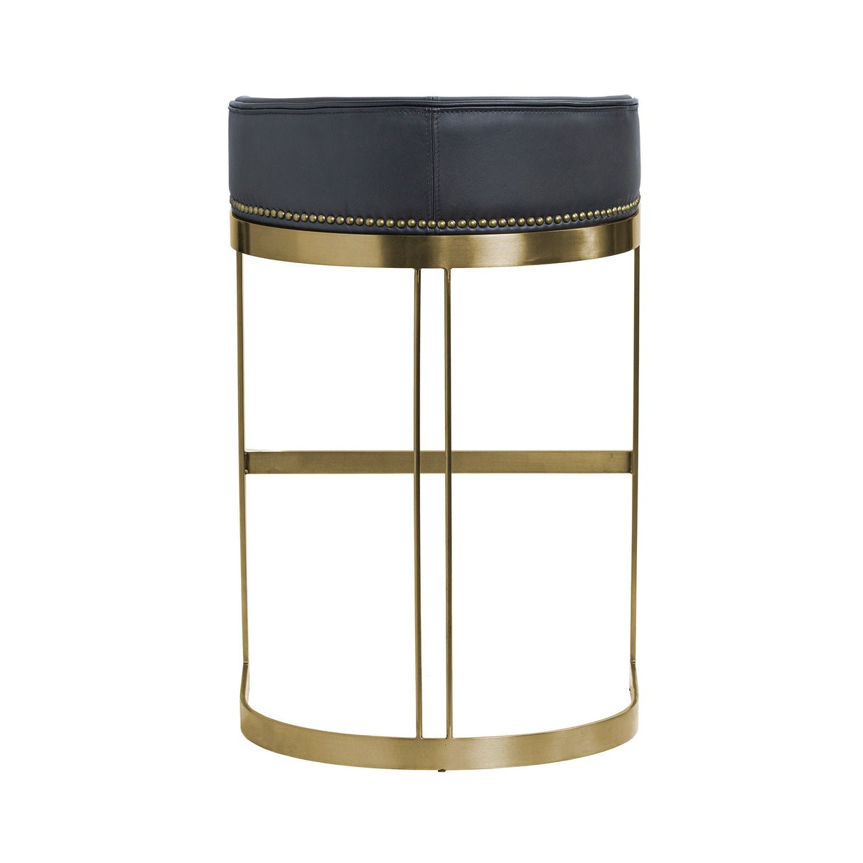 Hollyfield II Black LeatherSeat Gold Metal Base Bar Stool by Mercana at Eve Furniture