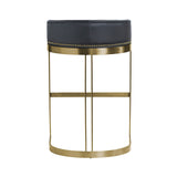 Hollyfield II Black LeatherSeat Gold Metal Base Bar Stool by Mercana at Eve Furniture