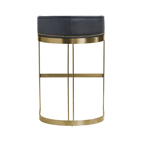 Hollyfield II Black LeatherSeat Gold Metal Base Bar Stool by Mercana at Eve Furniture