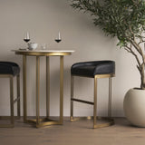 Hollyfield II Black LeatherSeat Gold Metal Base Bar Stool by Mercana at Eve Furniture