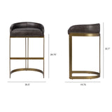 Hollyfield II Black LeatherSeat Gold Metal Base Bar Stool by Mercana at Eve Furniture