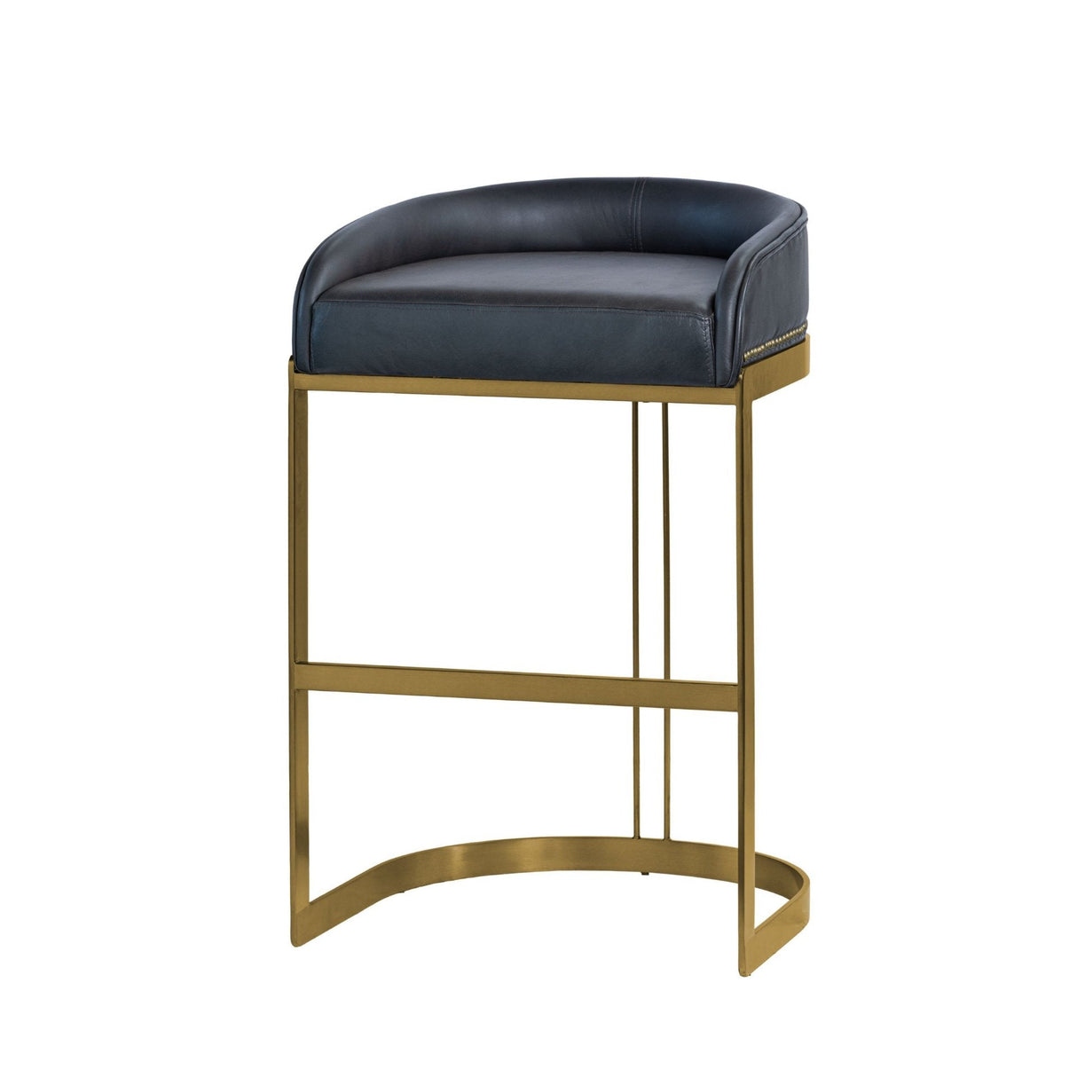 Hollyfield II Black LeatherSeat Gold Metal Base Bar Stool by Mercana at Eve Furniture