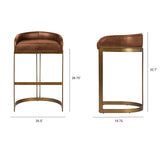 Hollyfield II Brown Leather Seat Gold Metal Base Bar Stool by Mercana at Eve Furniture