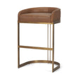 Hollyfield II Brown Leather Seat Gold Metal Base Bar Stool by Mercana at Eve Furniture