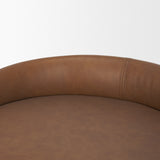 Hollyfield II Brown Leather Seat Gold Metal Base Stool by Mercana at Eve Furniture