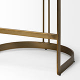 Hollyfield II Brown Leather Seat Gold Metal Base Stool by Mercana at Eve Furniture