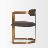 Hollyfield II Charcoal-Brown Leather Seat Gold Iron Frame Dining Chair by Mercana at Eve Furniture
