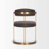 Hollyfield II Charcoal-Brown Leather Seat Gold Iron Frame Dining Chair by Mercana at Eve Furniture