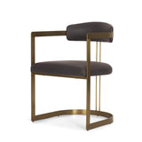 Hollyfield II Charcoal-Brown Leather Seat Gold Iron Frame Dining Chair by Mercana at Eve Furniture