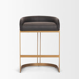 Hollyfield II Charcoal-Brown Leather Seat Gold Metal Base Counter Stool by Mercana at Eve Furniture
