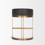 Hollyfield II Charcoal-Brown Leather Seat Gold Metal Base Counter Stool by Mercana at Eve Furniture
