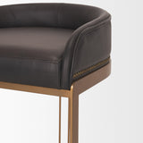 Hollyfield II Charcoal-Brown Leather Seat Gold Metal Base Counter Stool by Mercana at Eve Furniture