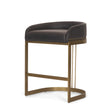 Hollyfield II Charcoal-Brown Leather Seat Gold Metal Base Counter Stool by Mercana at Eve Furniture