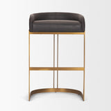 Hollyfield II Charcoal-Brown LeatherSeat Gold Metal Base Bar Stool by Mercana at Eve Furniture