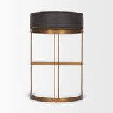 Hollyfield II Charcoal-Brown LeatherSeat Gold Metal Base Bar Stool by Mercana at Eve Furniture