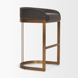 Hollyfield II Charcoal-Brown LeatherSeat Gold Metal Base Bar Stool by Mercana at Eve Furniture