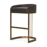 Hollyfield II Charcoal-Brown LeatherSeat Gold Metal Base Bar Stool by Mercana at Eve Furniture