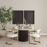 Hollyfield II Cream Fabric Seat W/ Gold Iron Frame Dining Chair by Mercana at Eve Furniture