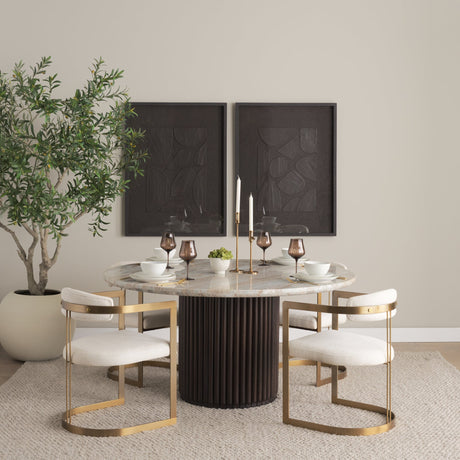Hollyfield II Cream Fabric Seat W/ Gold Iron Frame Dining Chair by Mercana at Eve Furniture