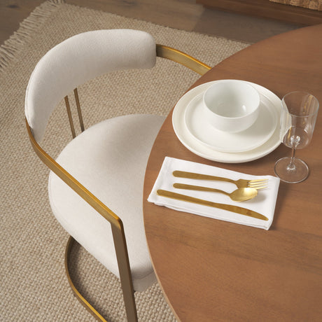 Hollyfield II Cream Fabric Seat W/ Gold Iron Frame Dining Chair by Mercana at Eve Furniture