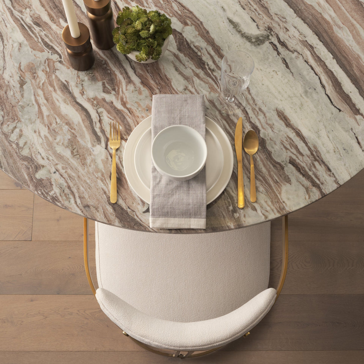 Hollyfield II Cream Fabric Seat W/ Gold Iron Frame Dining Chair by Mercana at Eve Furniture