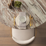 Hollyfield II Cream Fabric Seat W/ Gold Iron Frame Dining Chair by Mercana at Eve Furniture