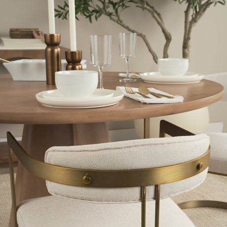 Hollyfield II Cream Fabric Seat W/ Gold Iron Frame Dining Chair by Mercana at Eve Furniture