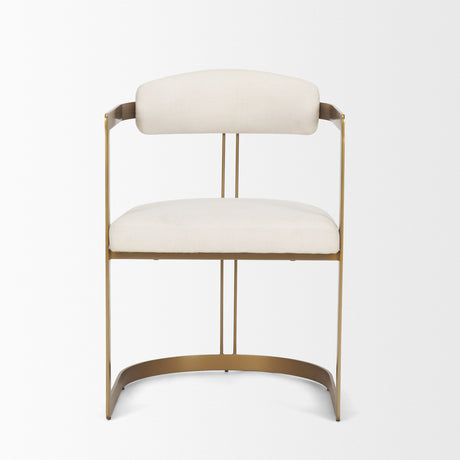 Hollyfield II Cream Fabric Seat W/ Gold Iron Frame Dining Chair by Mercana at Eve Furniture