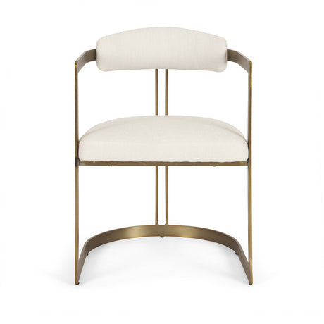 Hollyfield II Cream Fabric Seat W/ Gold Iron Frame Dining Chair by Mercana at Eve Furniture